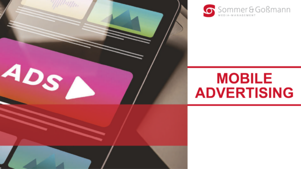 Ausschnitt von einem Handydisplay auf dem ein rotes Feld auf dem Ads steht ist.